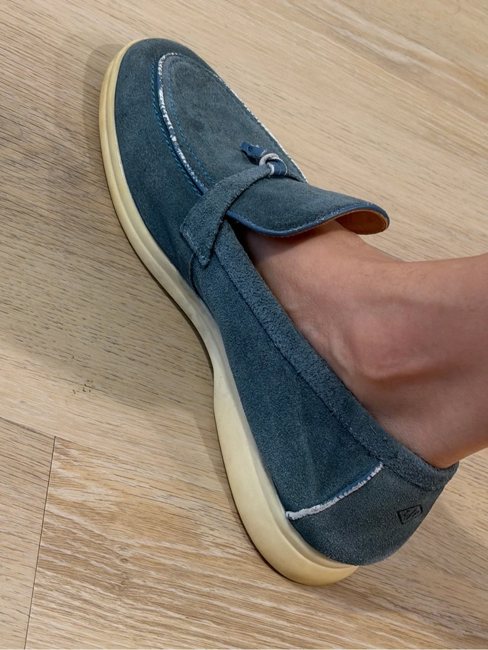 Loro Piana Teal Suede Tassel Loafers